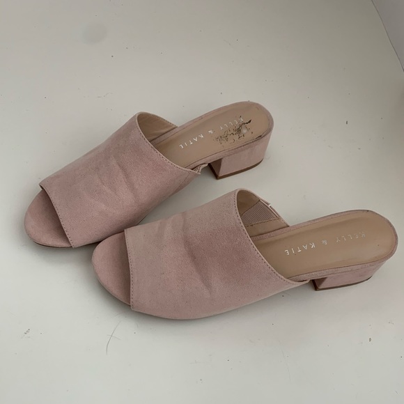 Kelly & Katie Pink Amour Square Heel Open Toe Slides - Picture 2 of 7